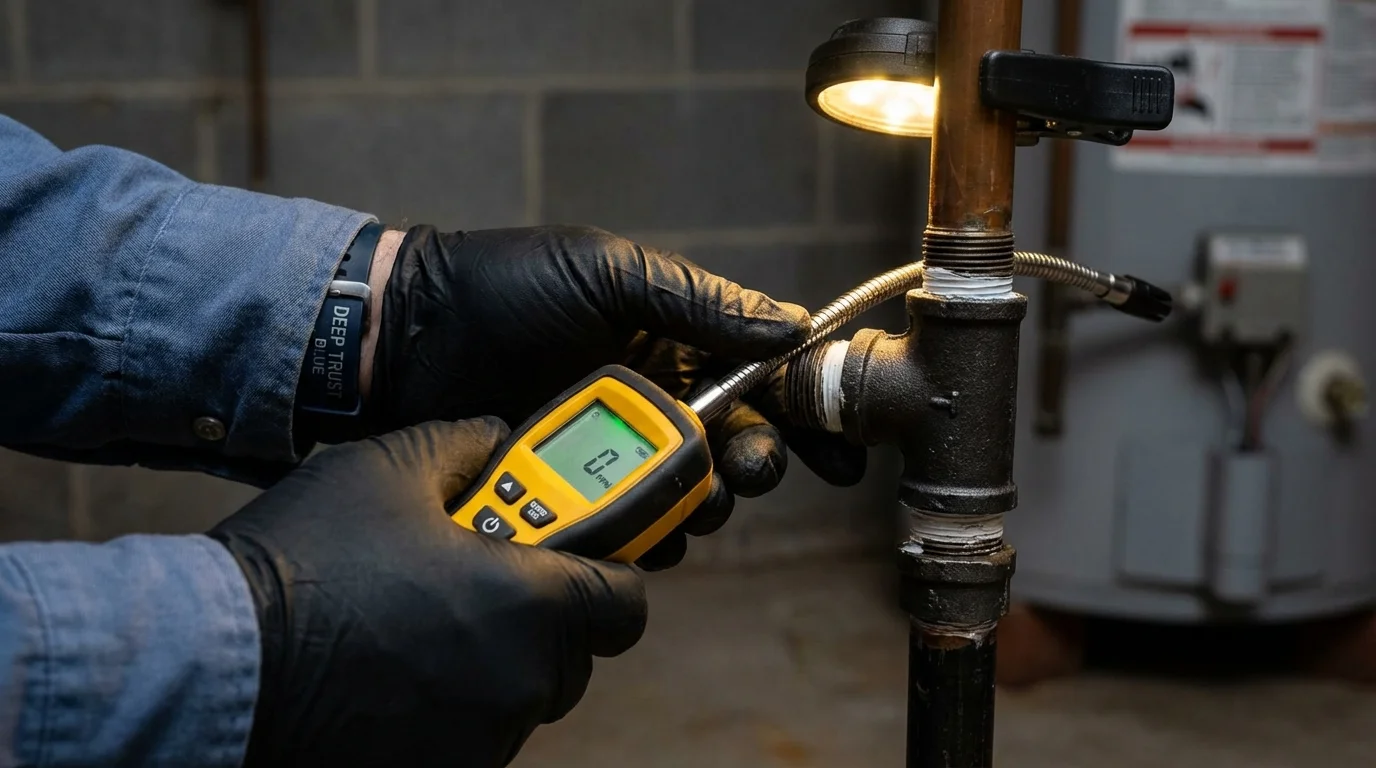 Gas leak detection with electronic sniffer by Johns Plumbing LLC in Moses Lake